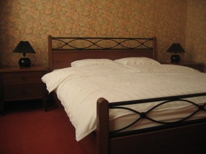 Family double and 2 children with garden view, king bed, and private shower shared toilet